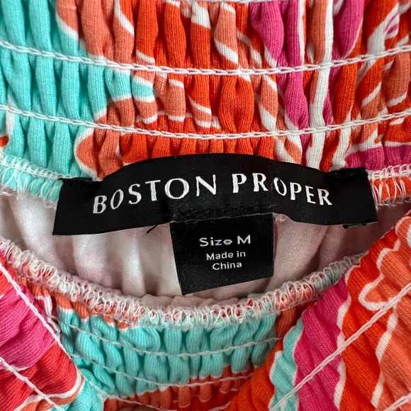 Boston Proper Abstract Floral Off The Shoulder Knit Top Orange Multi - Picture 4 of 5